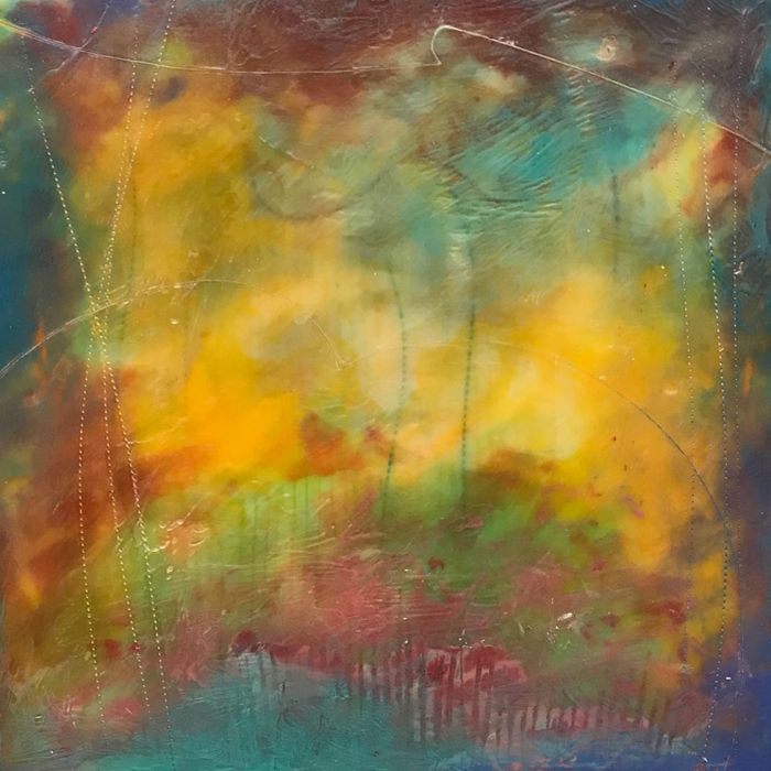 Elise Wagner, Night Moves, 8x8, encaustic on Ampersand Encausticbord