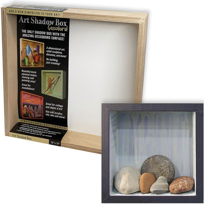 Gessobord Art Shadow Box Rocks idea