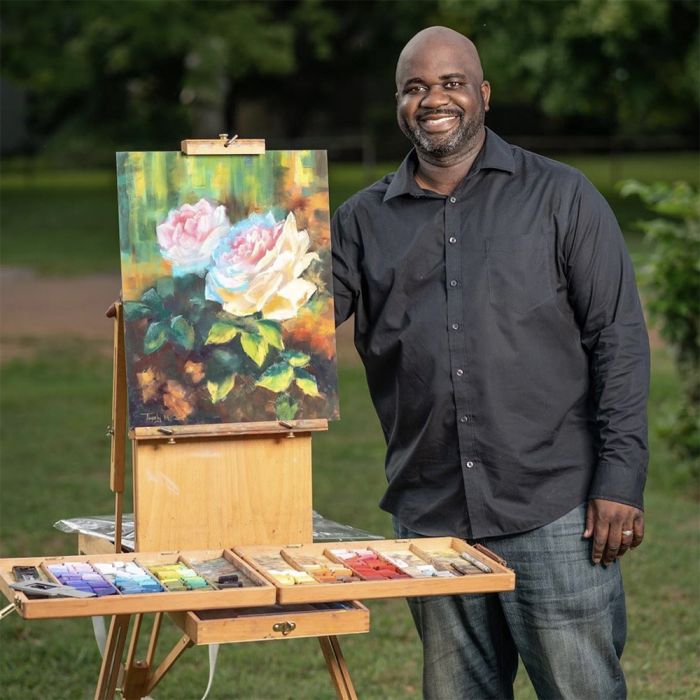 Timothy Joe with artwork